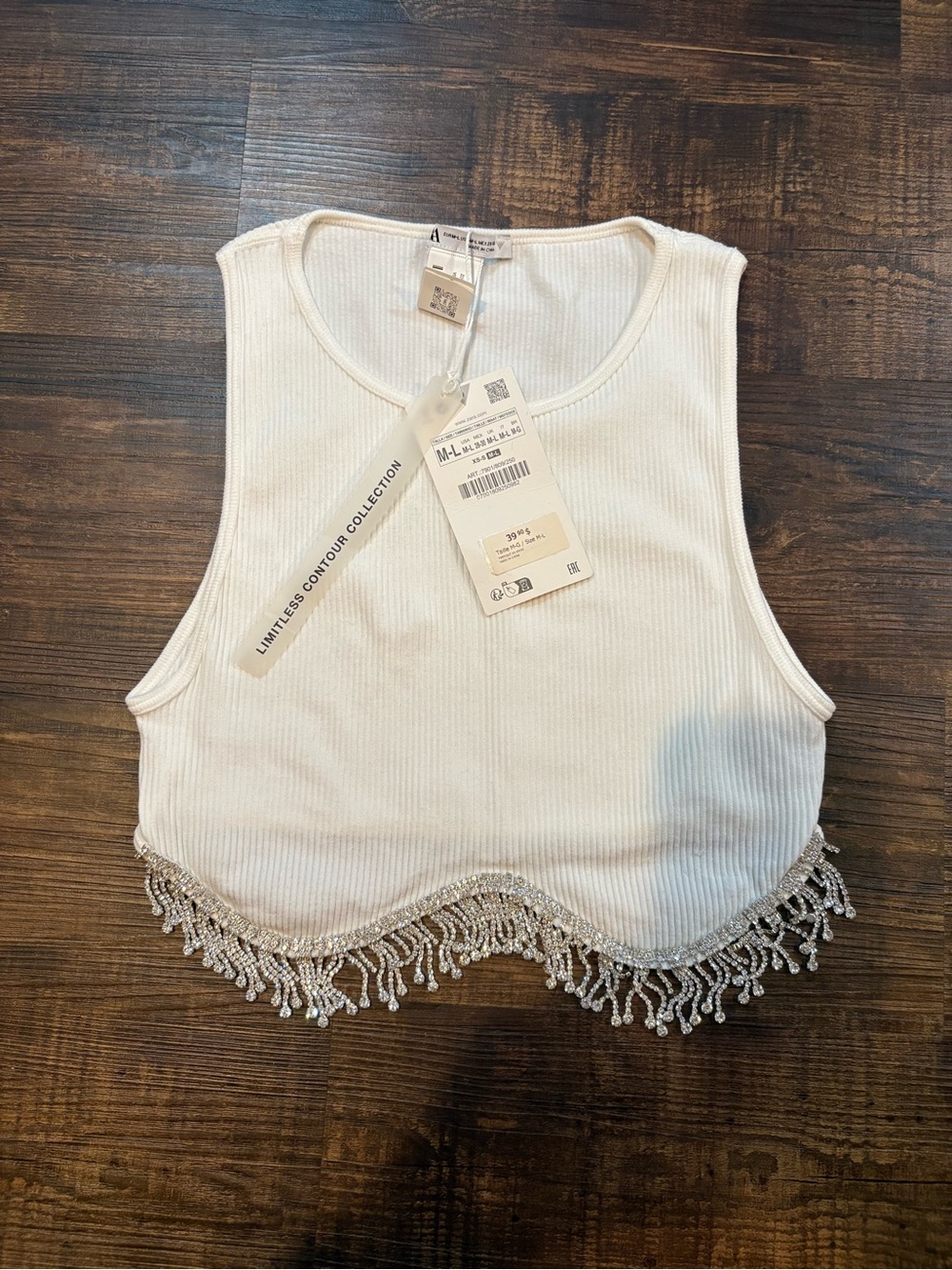 Zara White Ribbed Sleeveless Tank with Tag